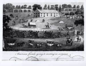 サトクリフ、1811年の「1804年、1805年、1806年の北アメリカの一部地域での旅行」から、夏に会議に行くアメリカ人の友人 作： American School
